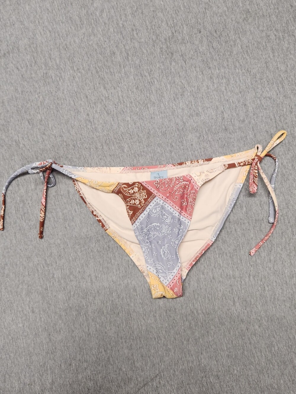 Shade & Shore Women’s Patchwork Low‑Rise Side‑Tie High‑Leg Cheeky Bikini Bottom